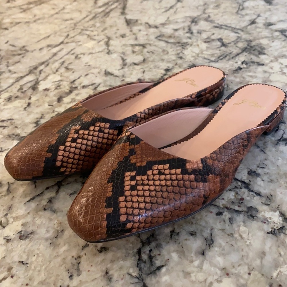 New J.Crew Carolyn Mule Flats Snake Leather Aq669